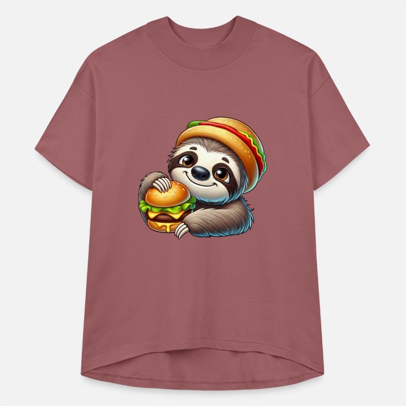 Sloth with burger cute fast food cartoon