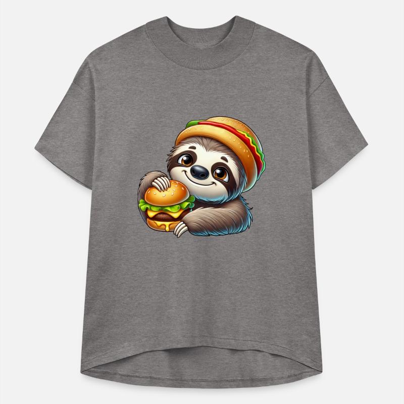 Sloth with burger cute fast food cartoon