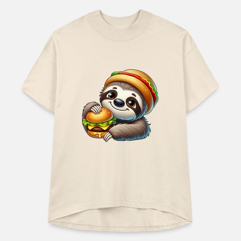 Sloth with burger cute fast food cartoon