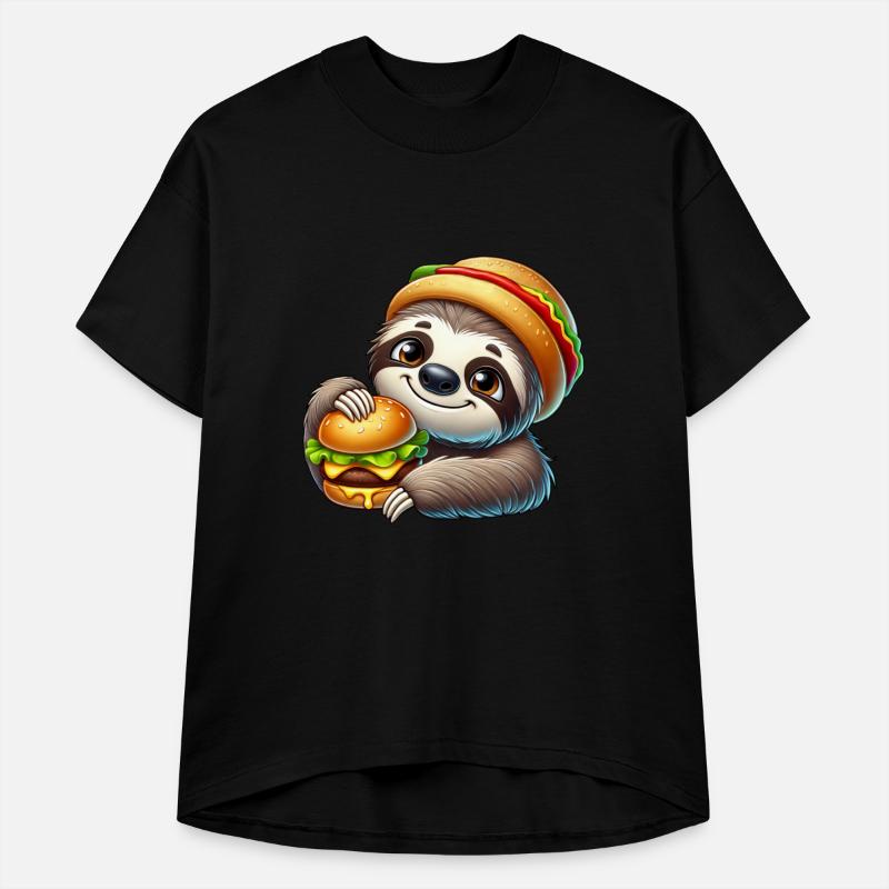 Sloth with burger cute fast food cartoon