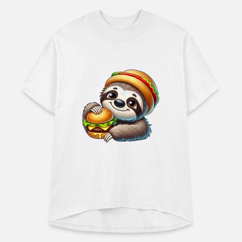 Sloth with burger cute fast food cartoon