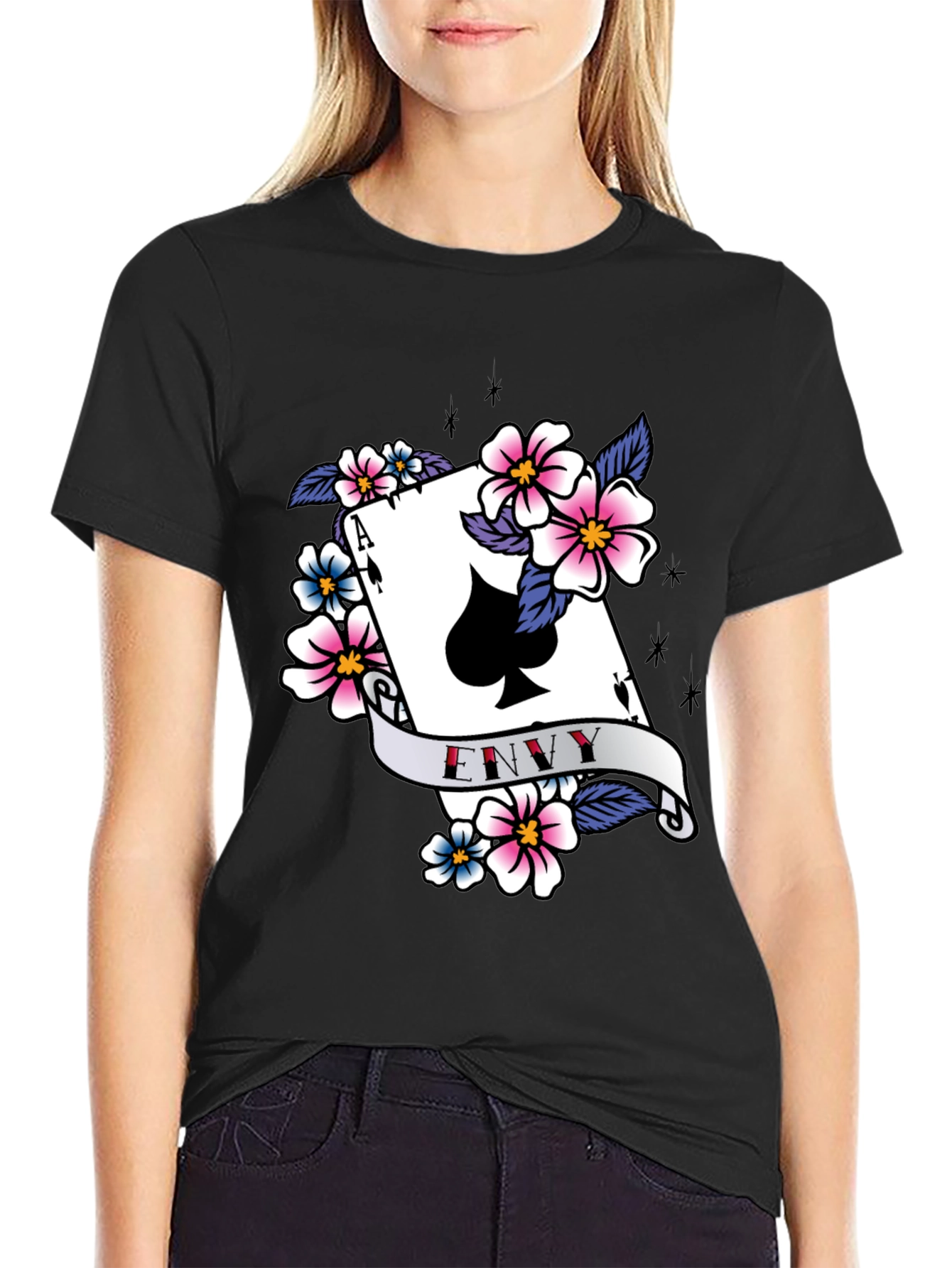 Ace of Spades Envy Graphic Tee - Black