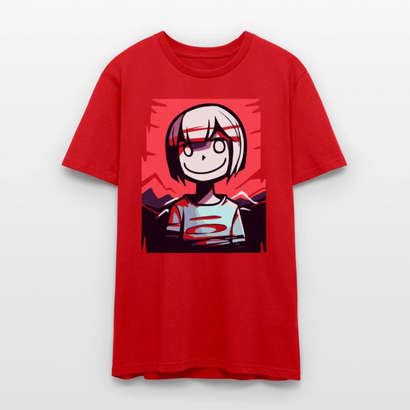 Smiling Girl with Bold Red Sky