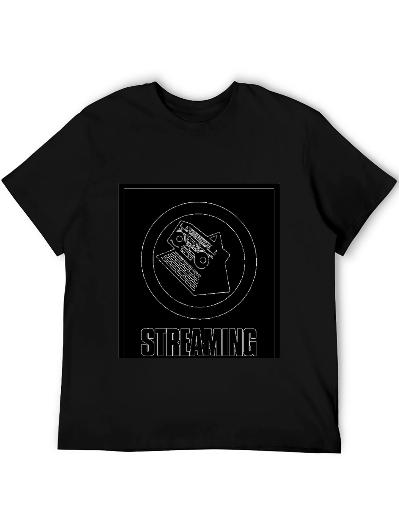 Streaming Graphic Tee - Black Cotton T-Shirt