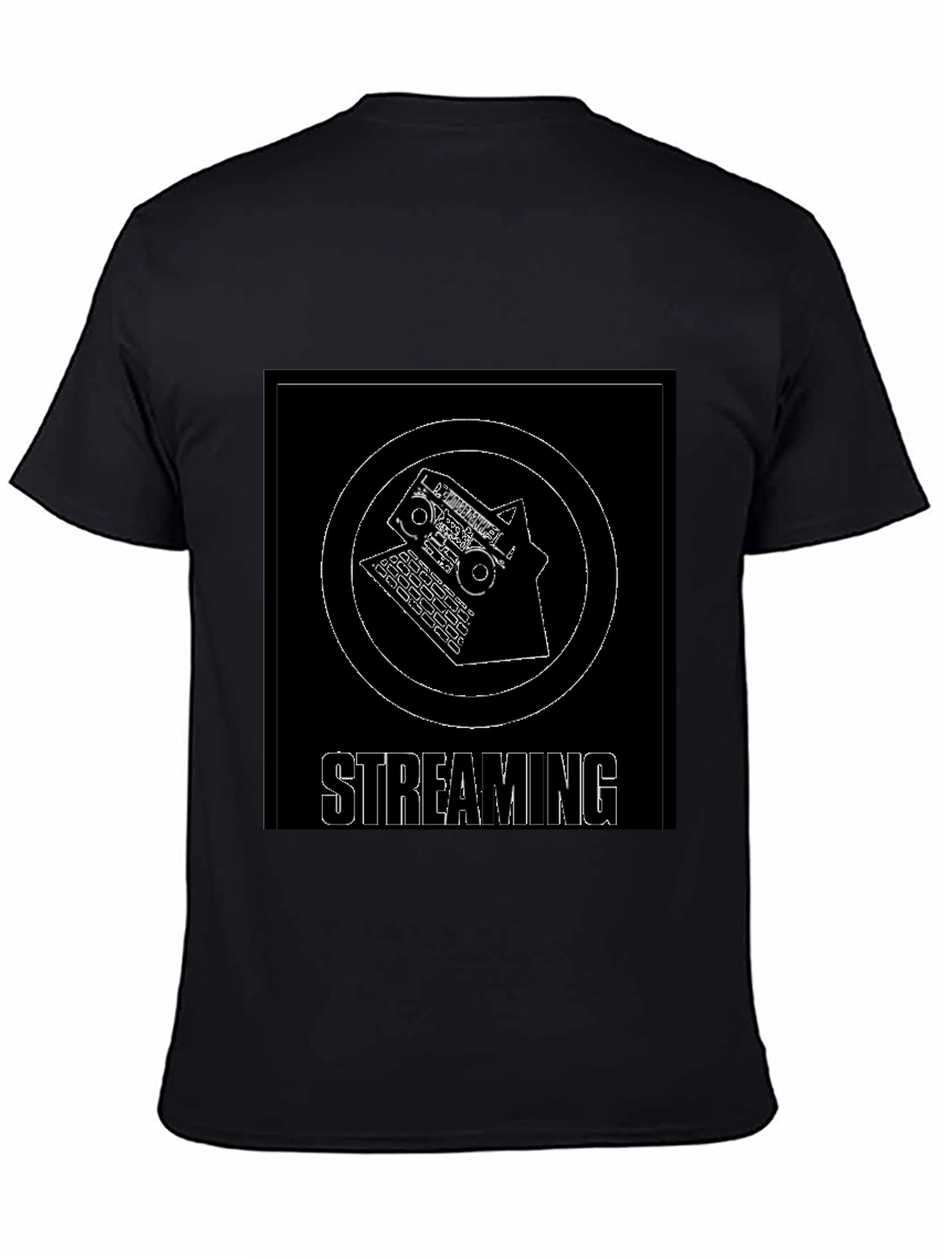 Streaming Graphic Tee - Black Cotton T-Shirt