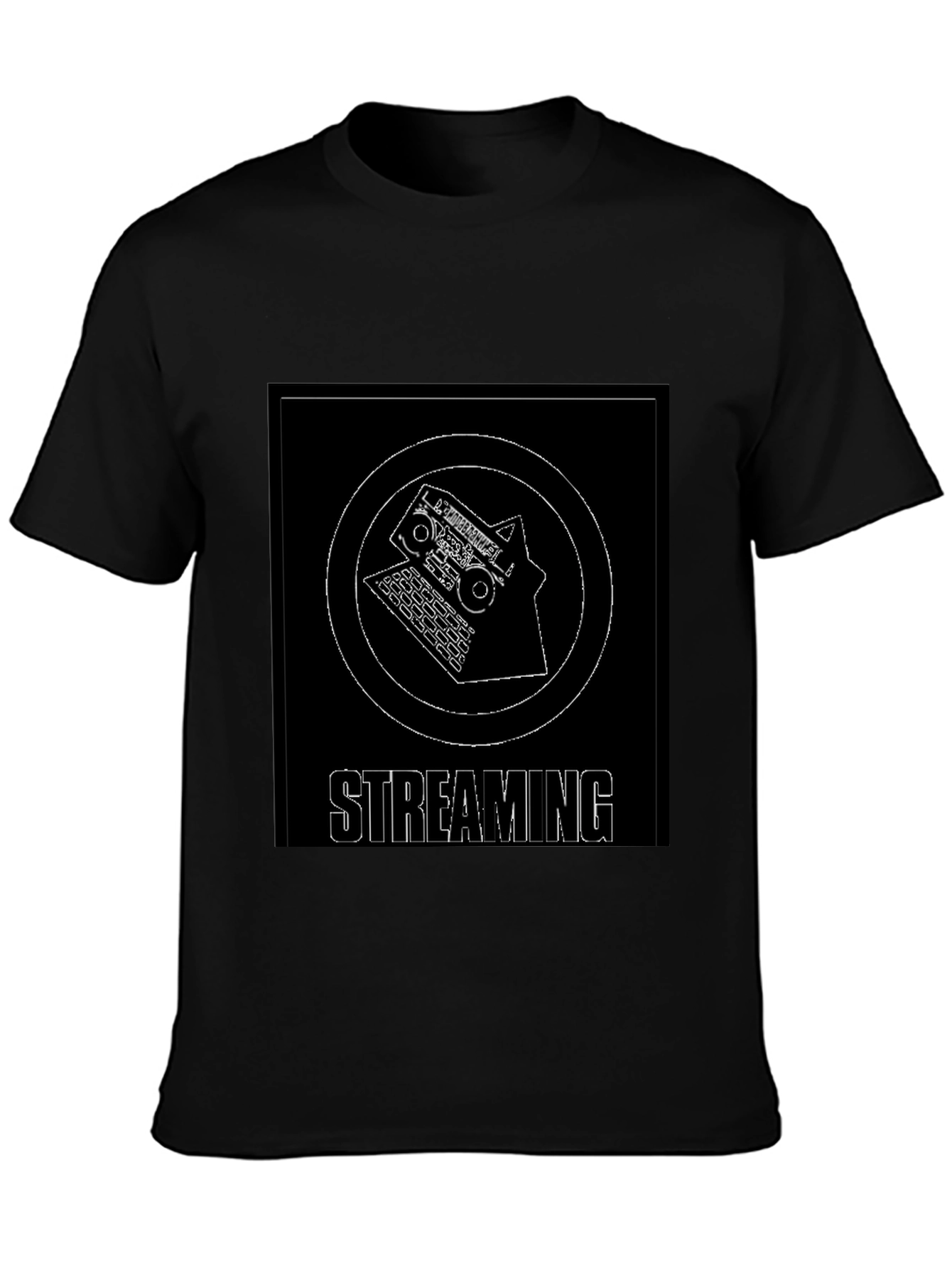 Streaming Graphic Tee - Black Cotton T-Shirt