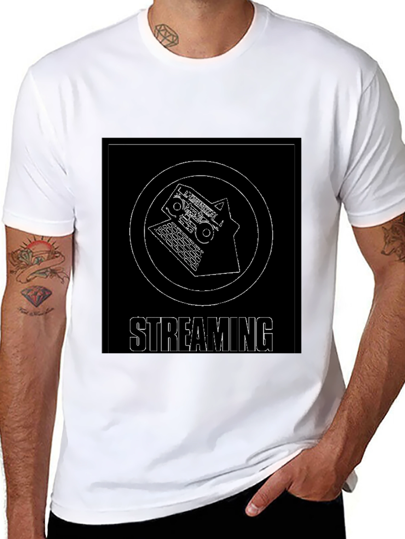 Streaming Graphic Tee - Black Cotton T-Shirt