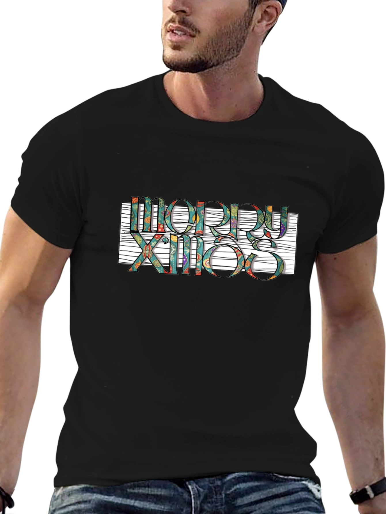 Festive Merry Xmas Graphic T-Shirt - Stylish Holiday Apparel