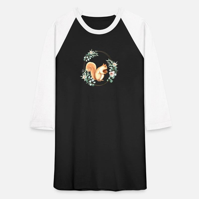 Squirrel Holding An Acorn in a Floral Gold Wreath