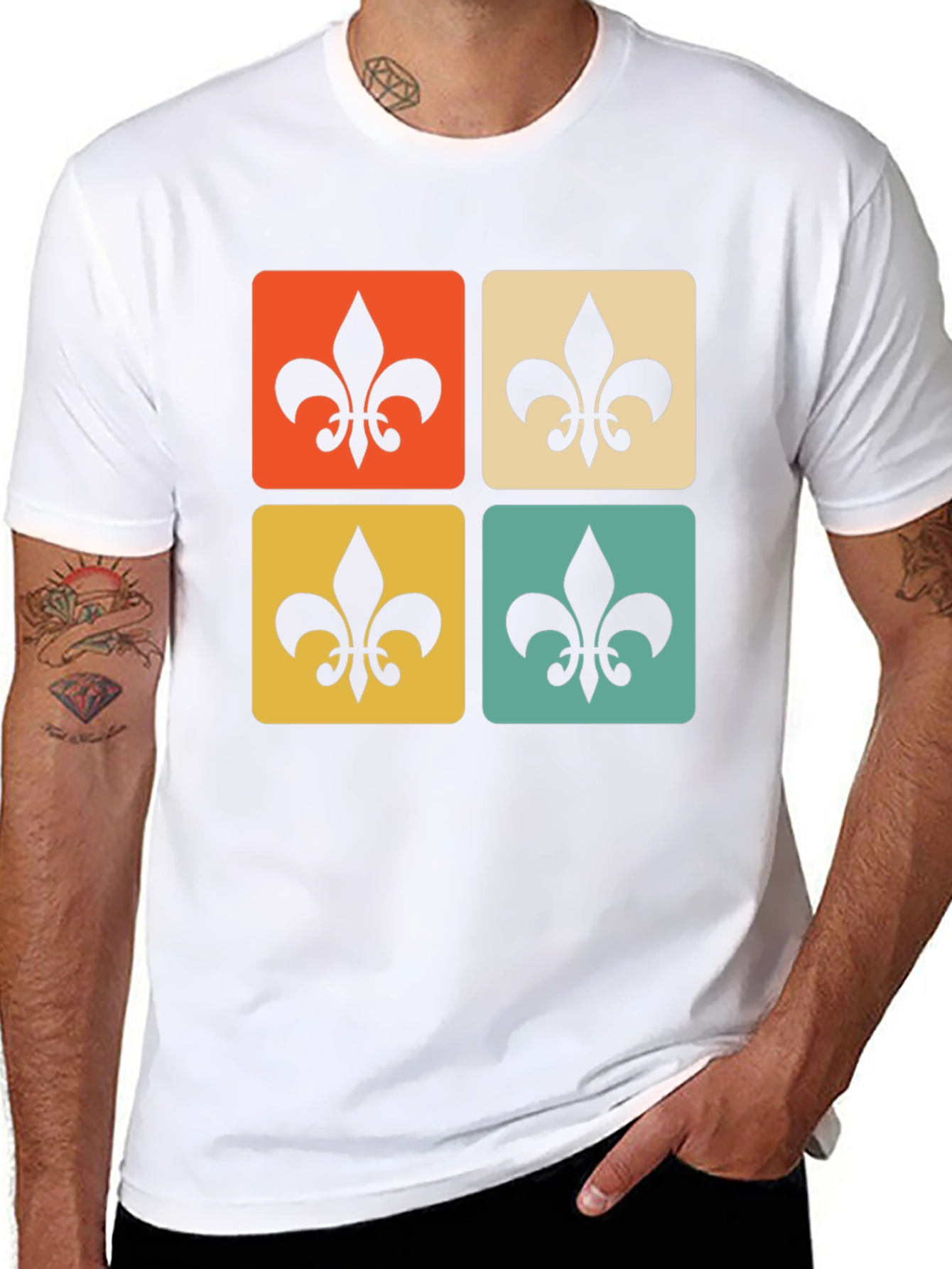 Retro Fleur-de-Lis Graphic Tee - Classic Style