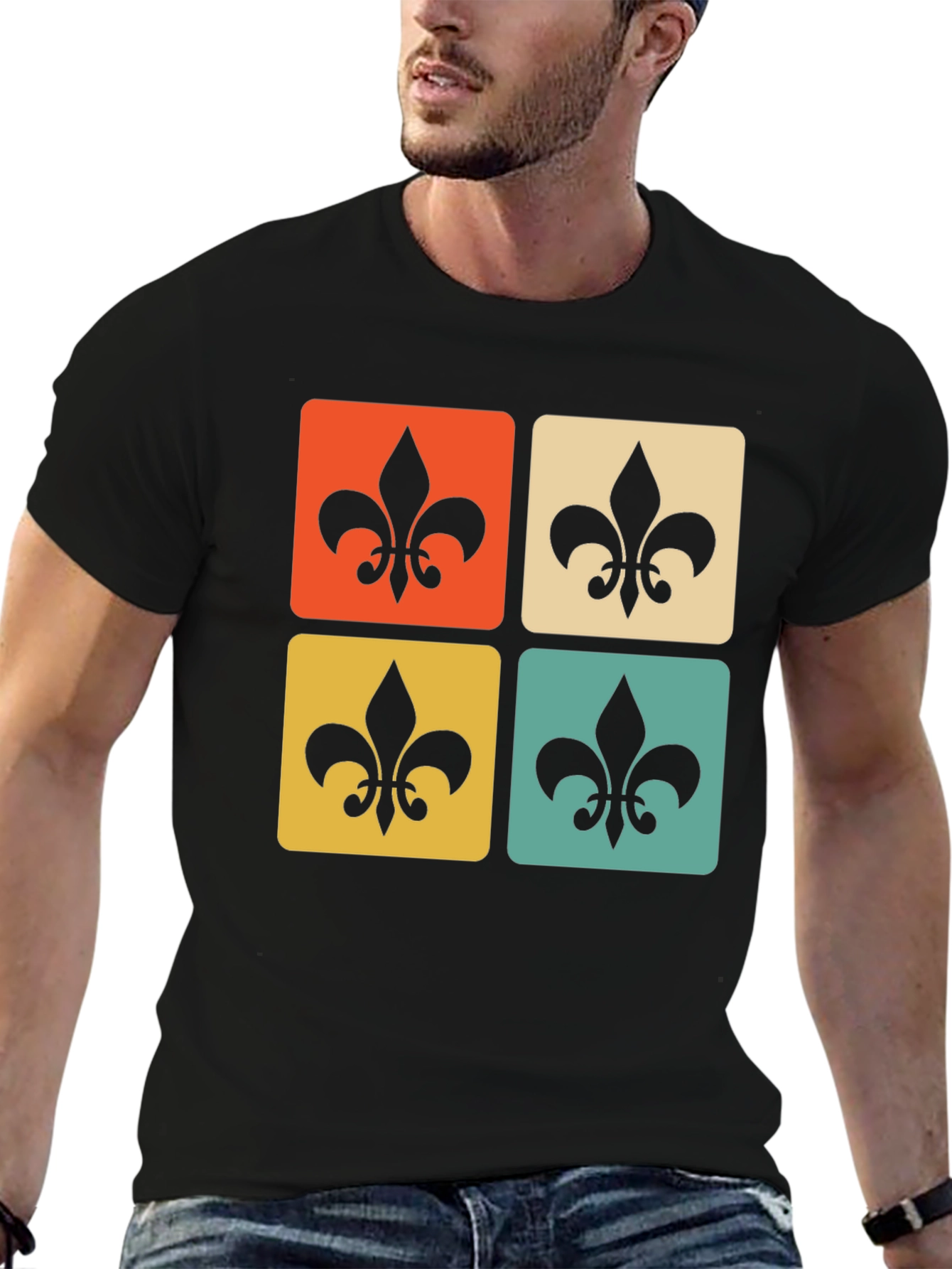 Retro Fleur-de-Lis Graphic Tee - Classic Style