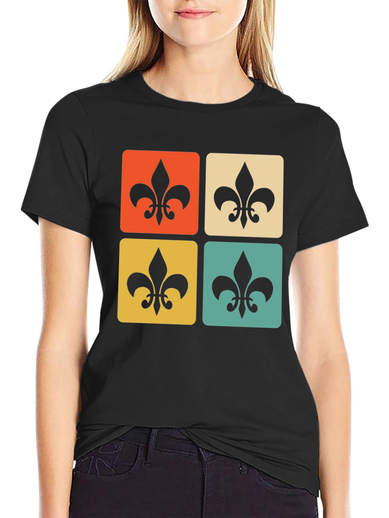 Retro Fleur-de-Lis Graphic Tee - Classic Style