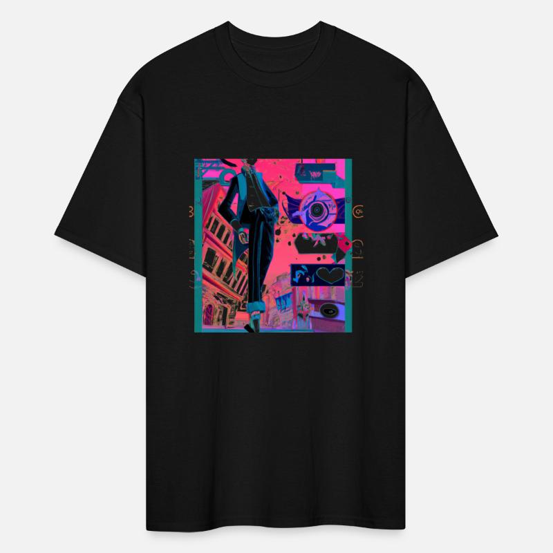 Stylized Urban Man in Surreal Cityscape with