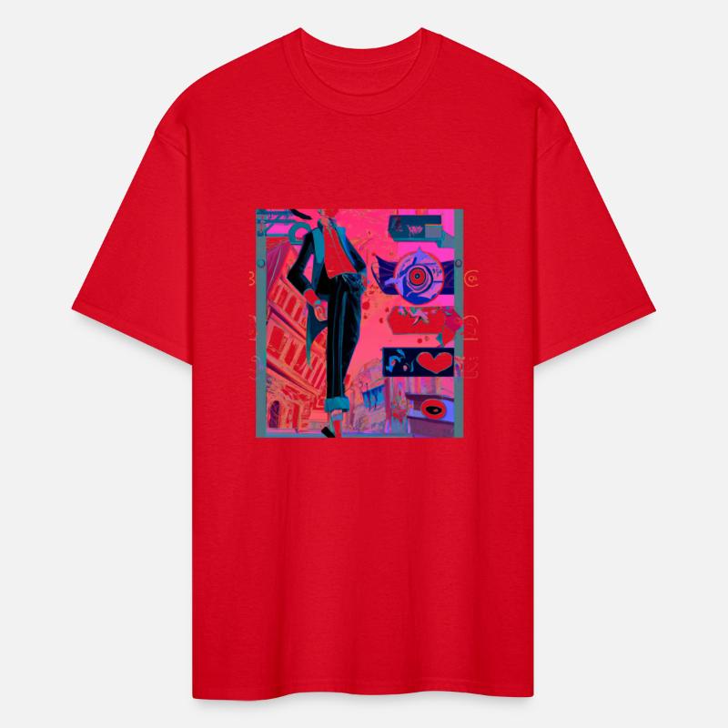 Stylized Urban Man in Surreal Cityscape with