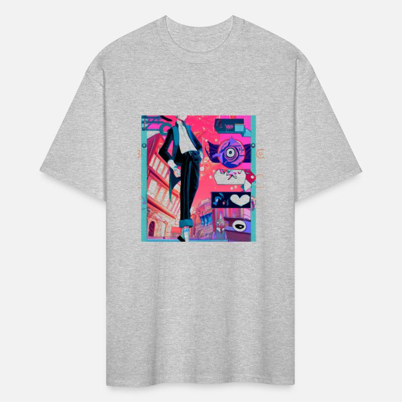 Stylized Urban Man in Surreal Cityscape with