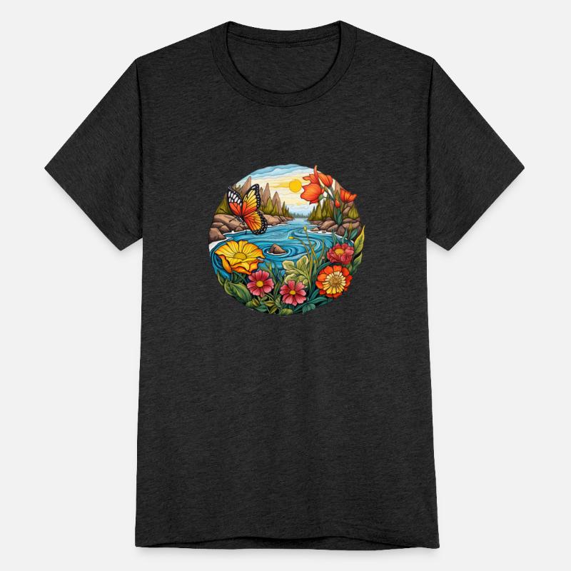 Sunlit River Dance with Monarch Butterfly