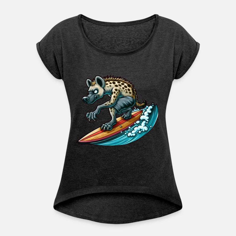 Surfing Hyena on a Surfboard