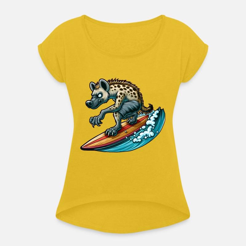 Surfing Hyena on a Surfboard