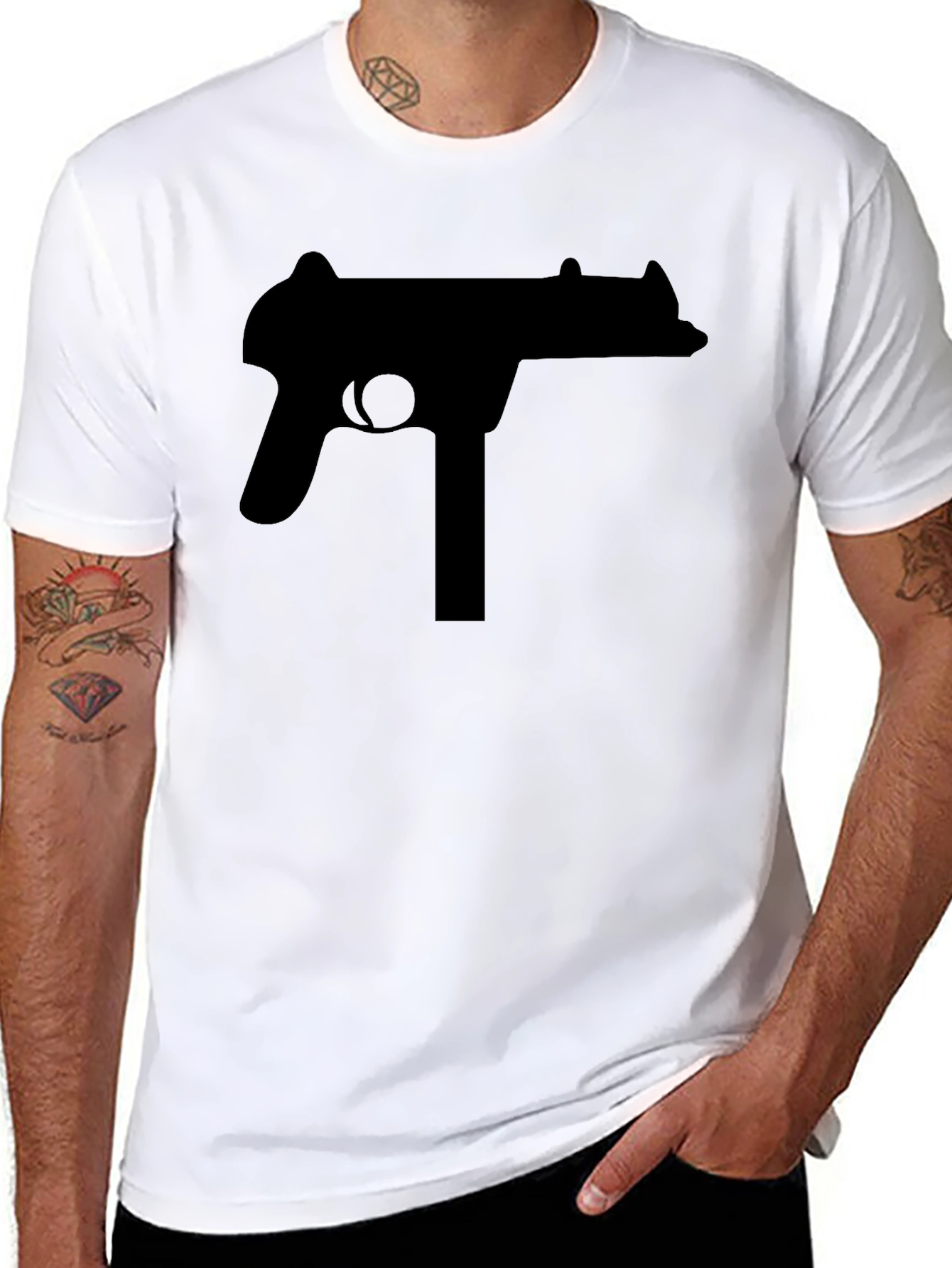 Black Gun Graphic Tee - Bold Statement Shirt