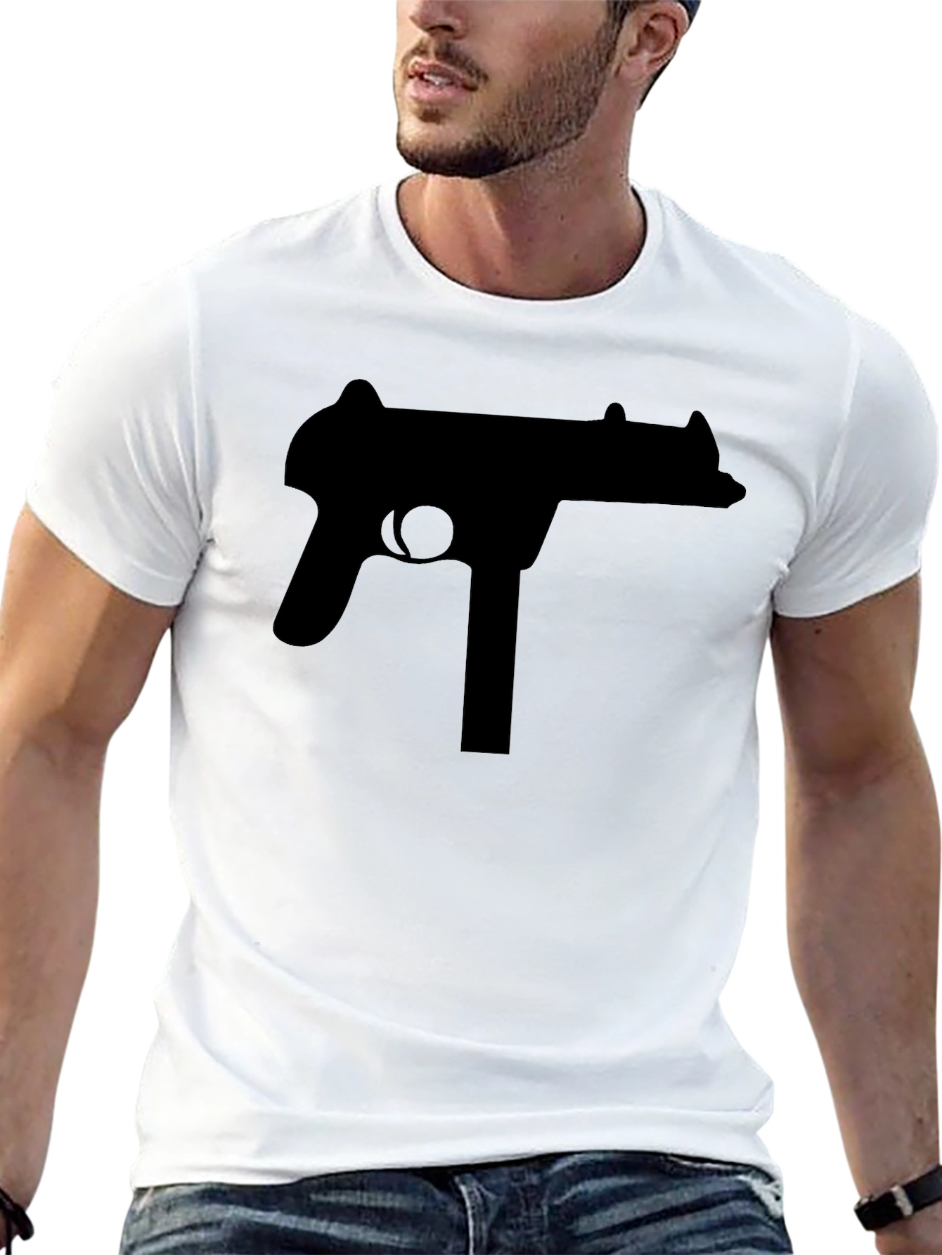 Black Gun Graphic Tee - Bold Statement Shirt
