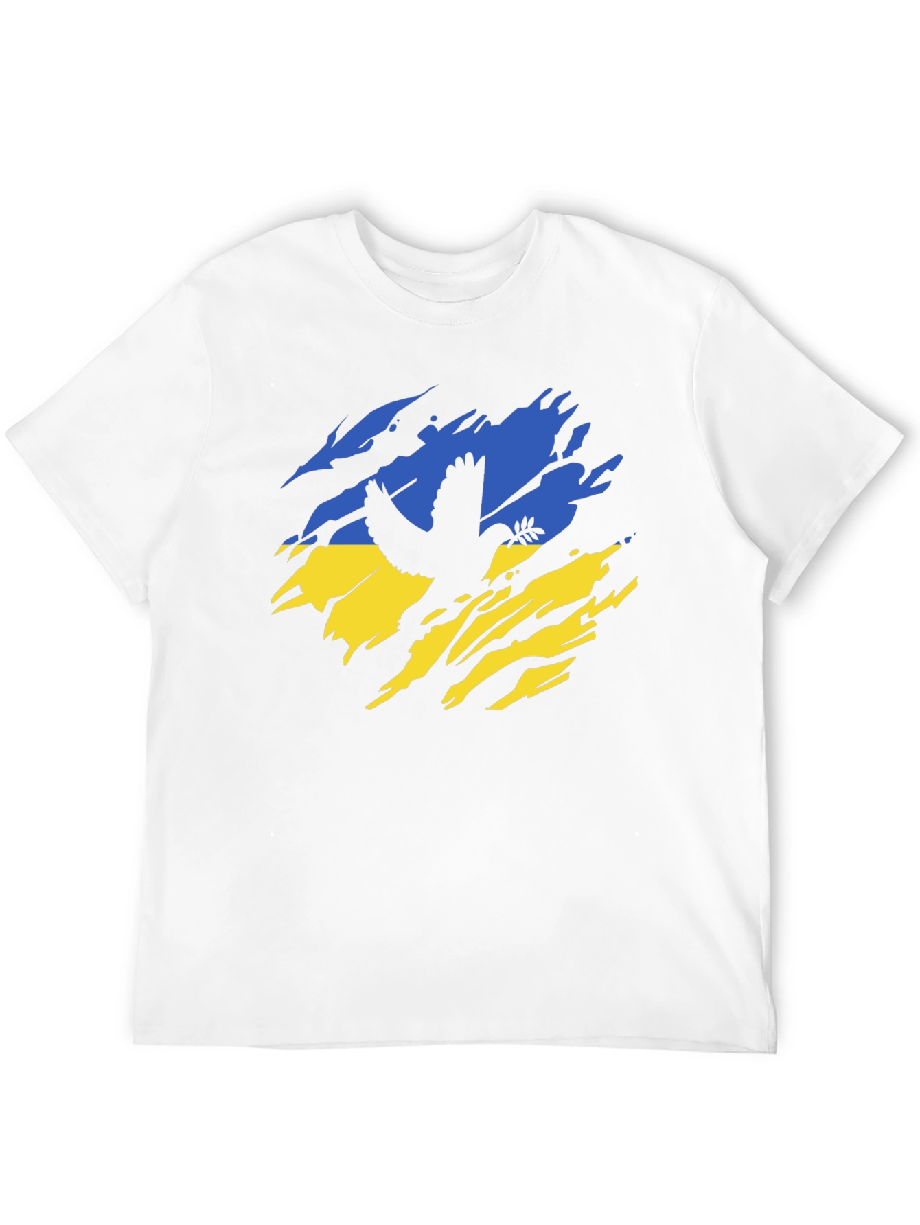 Ukraine Flag Peace Dove Mens Black T-Shirt