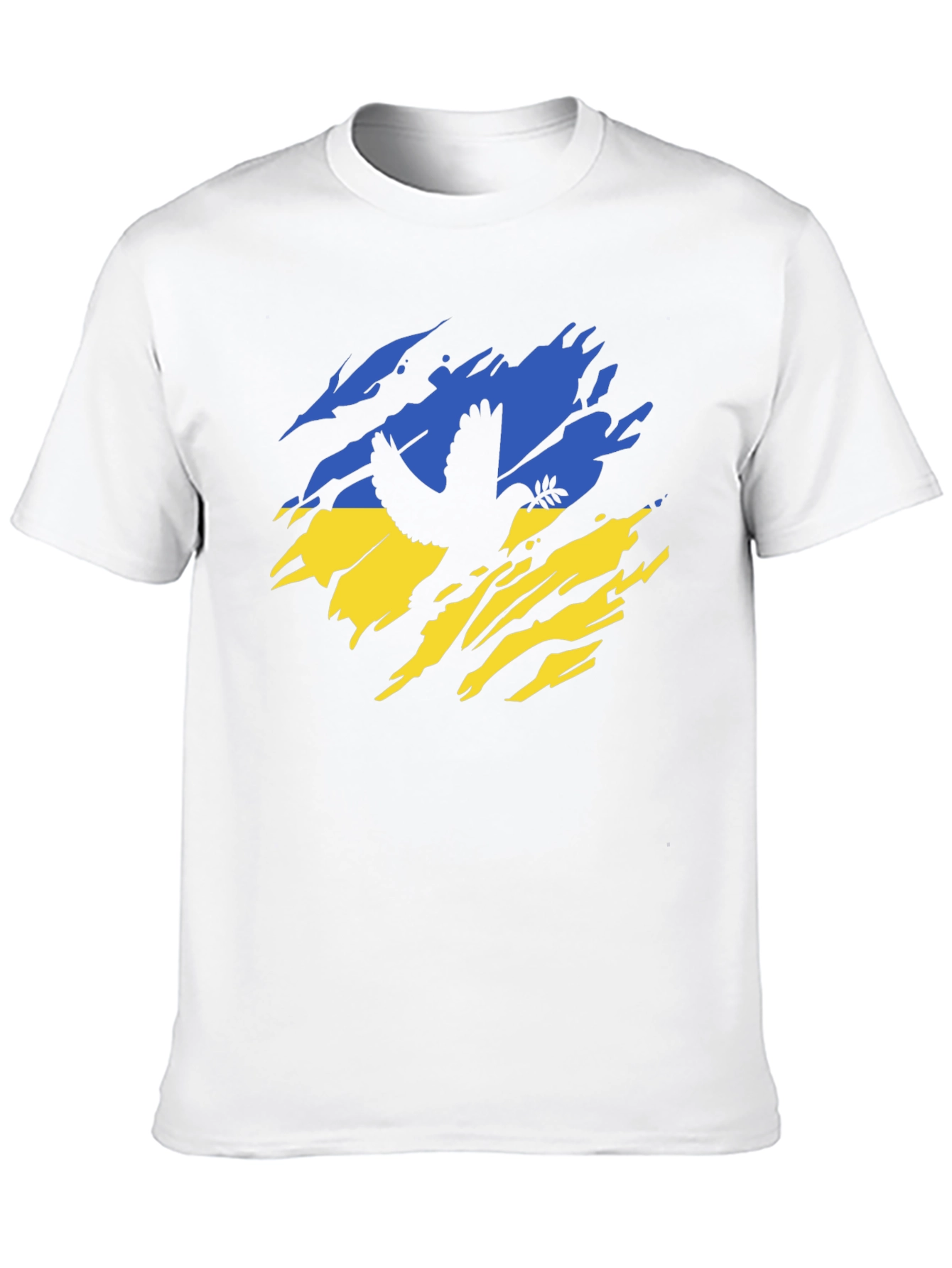 Ukraine Flag Peace Dove Mens Black T-Shirt