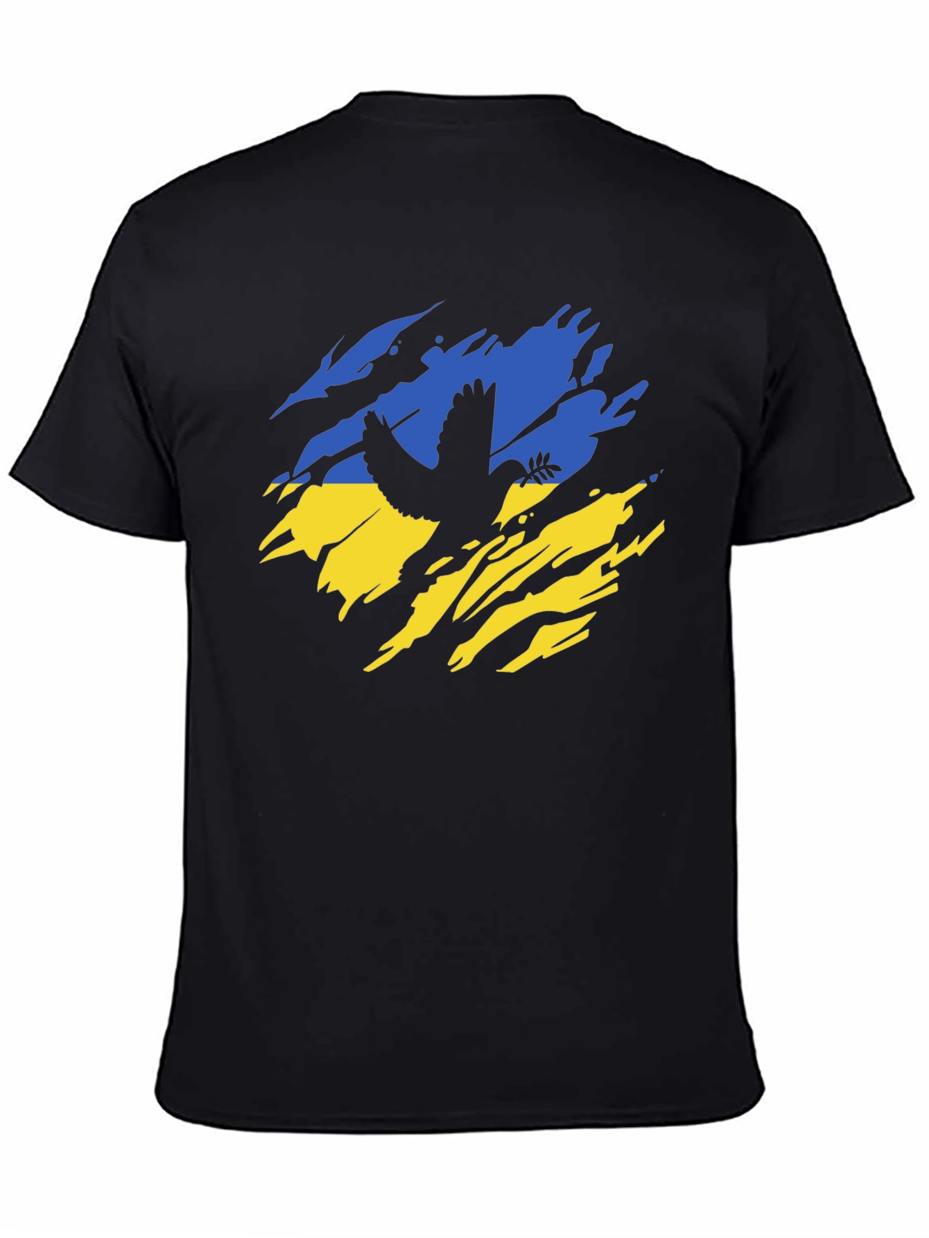 Ukraine Flag Peace Dove Mens Black T-Shirt