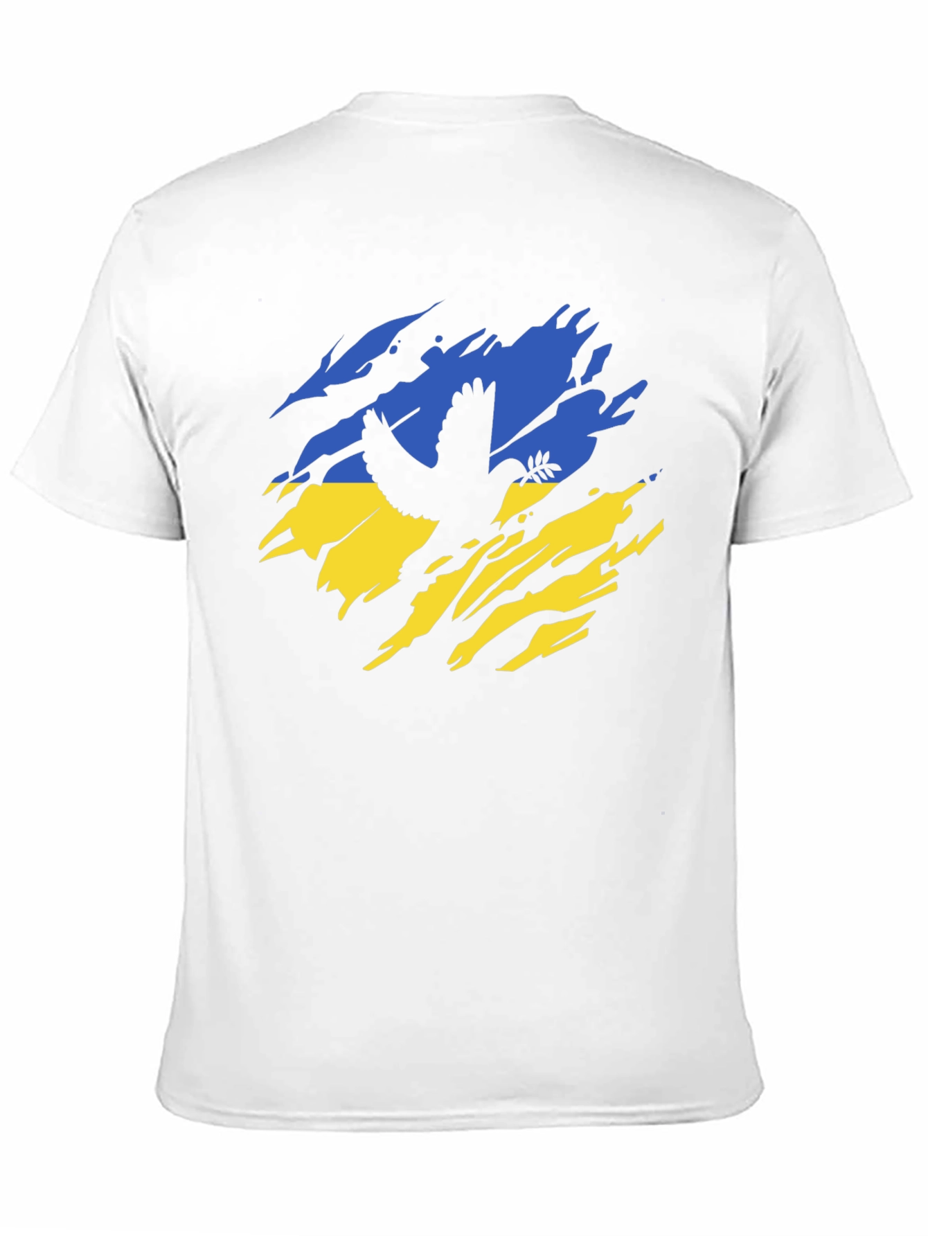 Ukraine Flag Peace Dove Mens Black T-Shirt