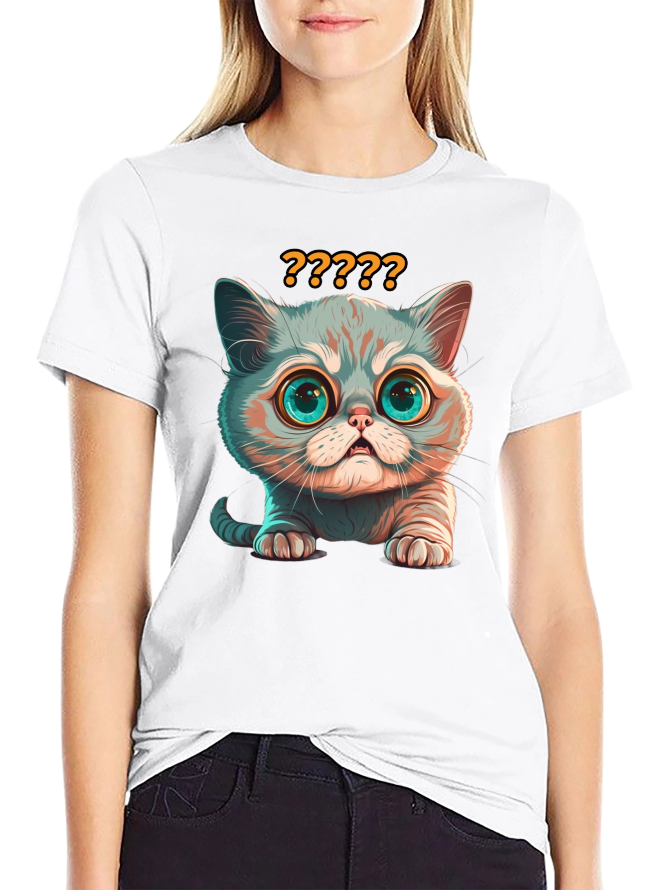 Curious Cat T-Shirt - Soft Cotton Blend
