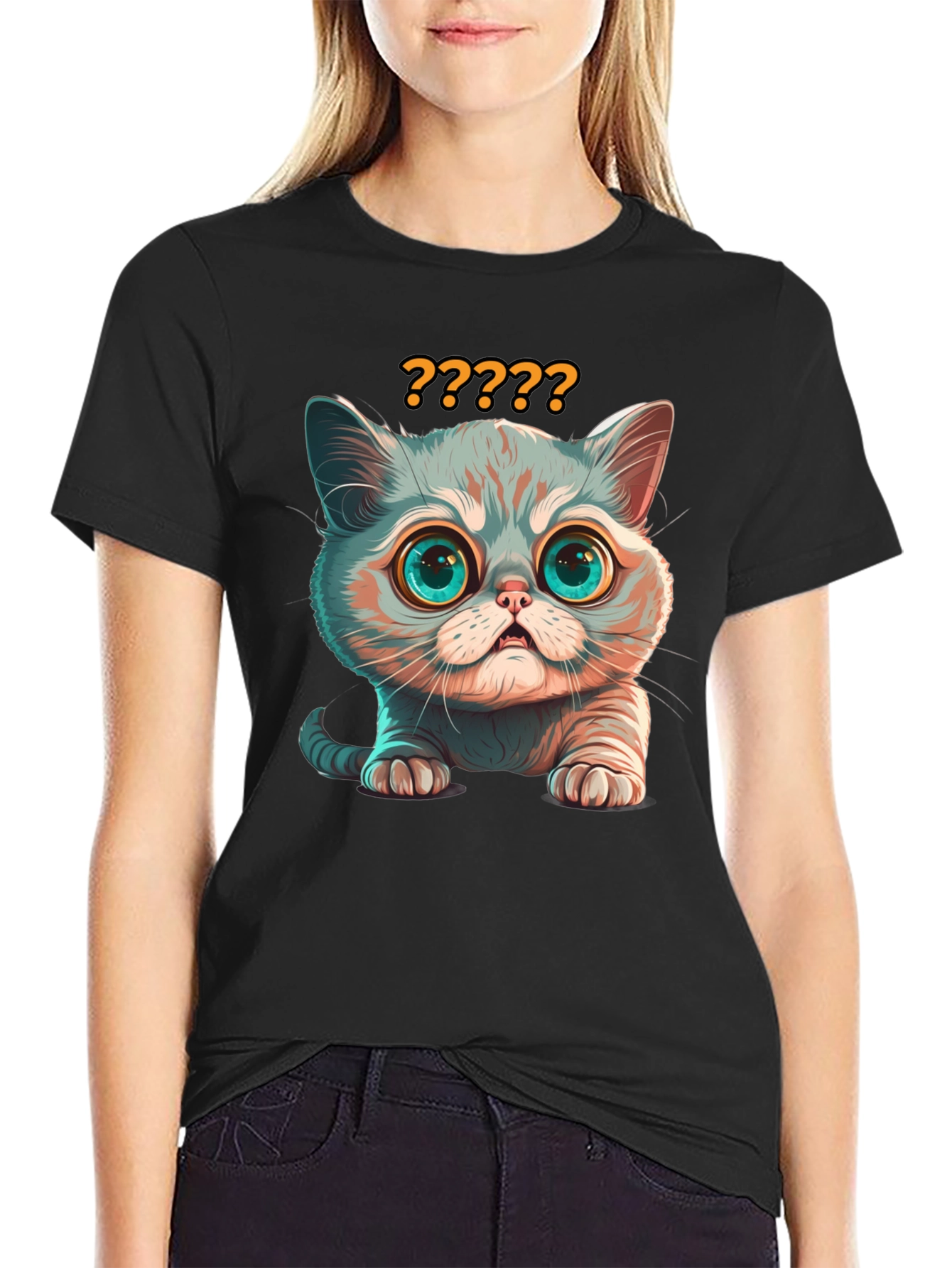Curious Cat T-Shirt - Soft Cotton Blend
