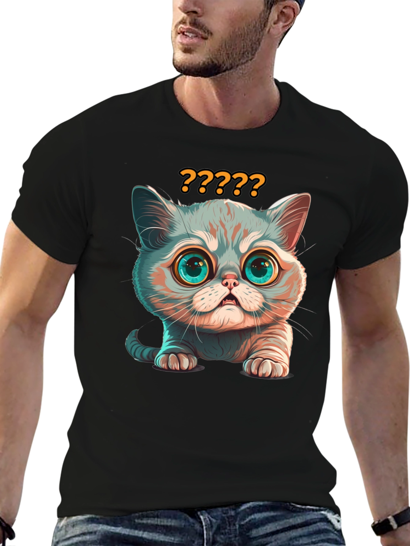 Curious Cat T-Shirt - Soft Cotton Blend