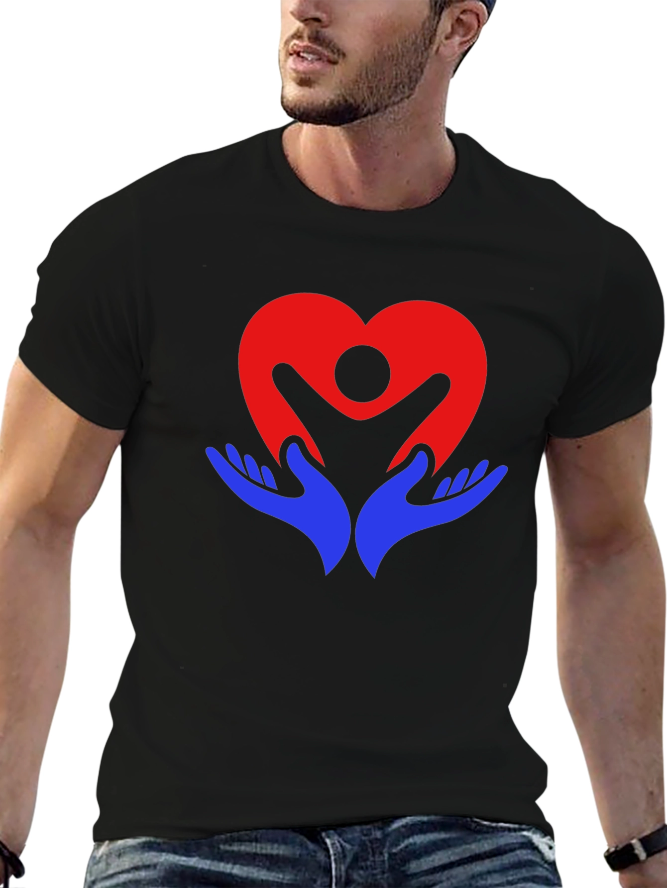 Heart & Hands Graphic Black T-Shirt