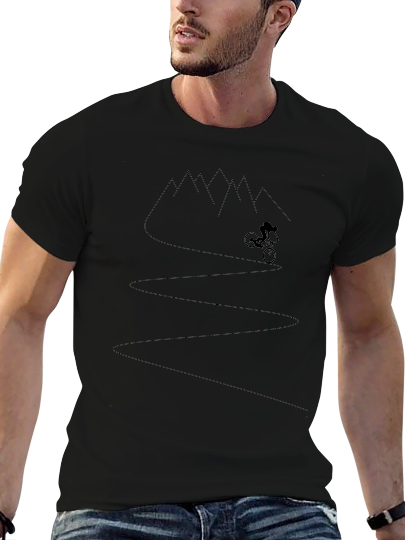 Mountain Biker Tee - Black Graphic T-Shirt