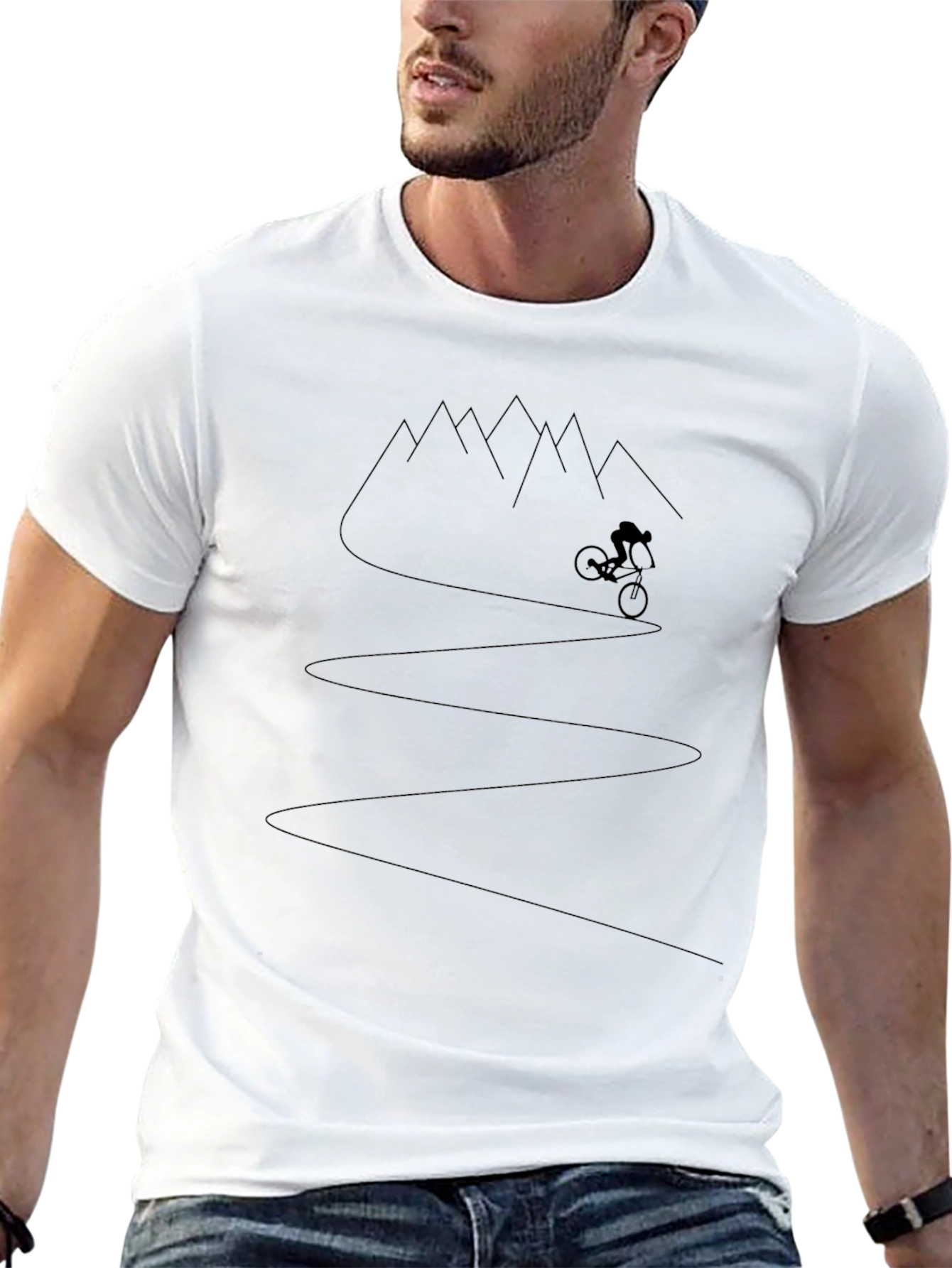 Mountain Biker Tee - Black Graphic T-Shirt