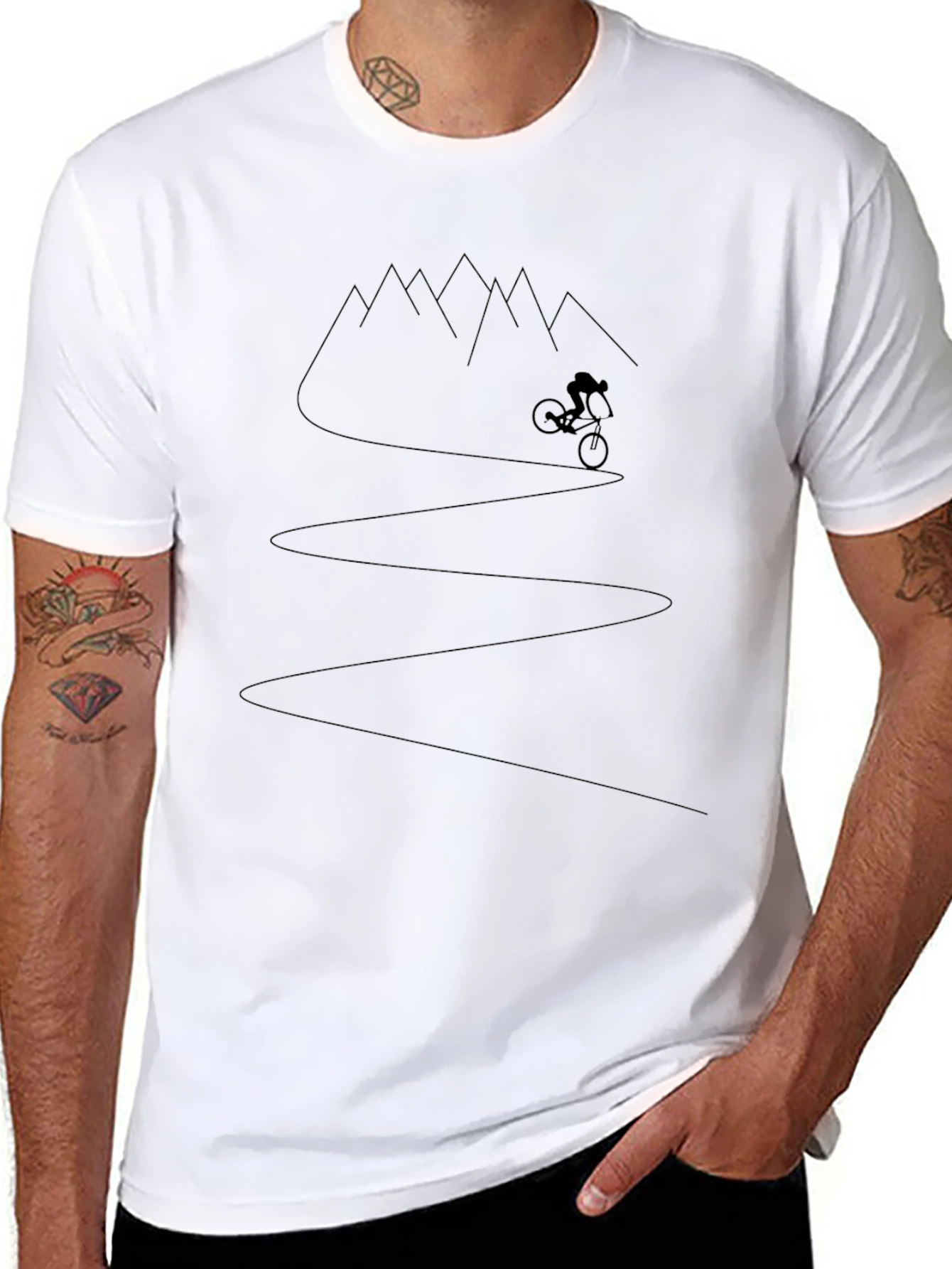 Mountain Biker Tee - Black Graphic T-Shirt