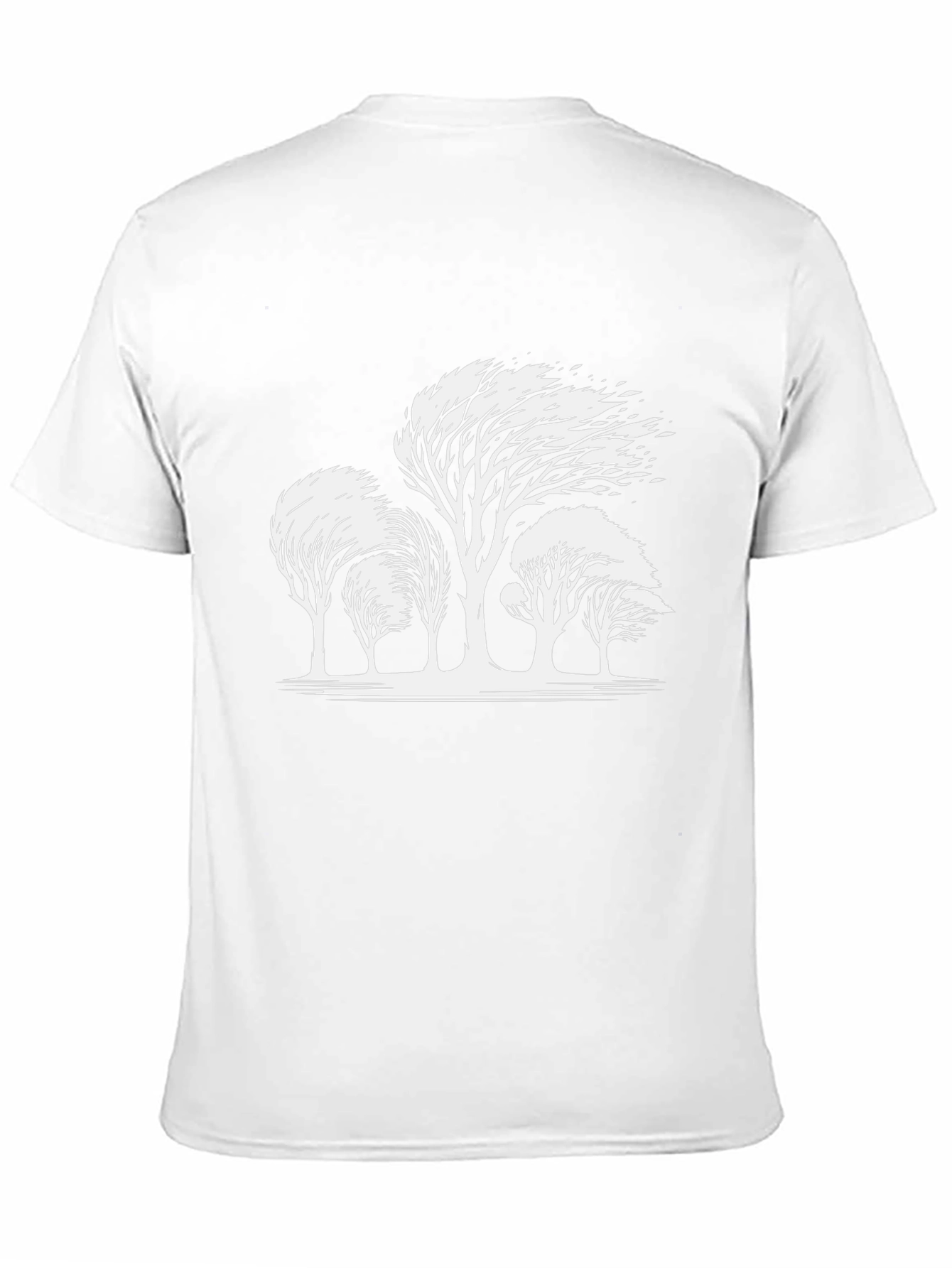 Mens Black T-shirt with White Trees Design