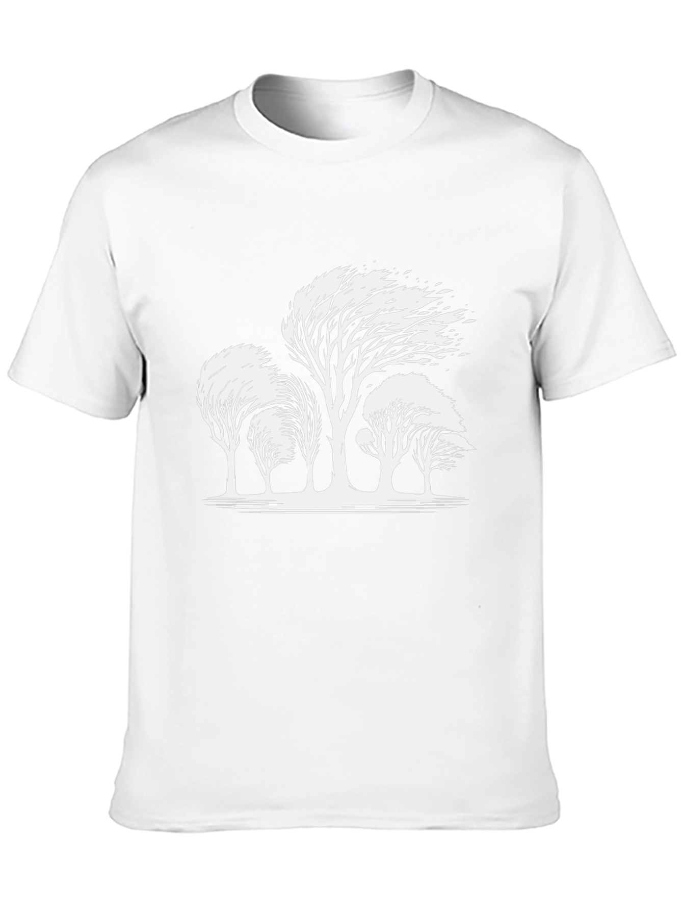 Mens Black T-shirt with White Trees Design