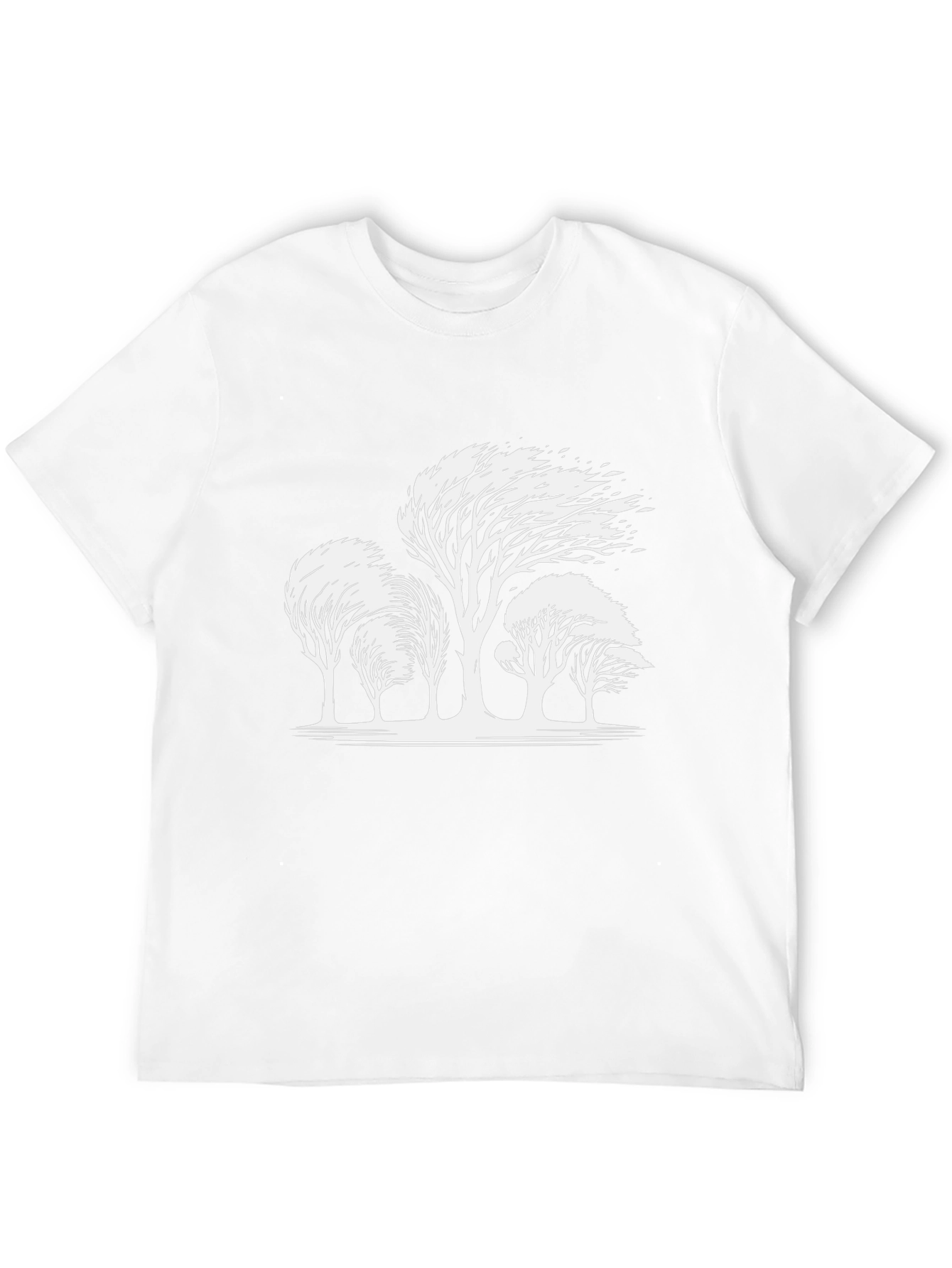 Mens Black T-shirt with White Trees Design