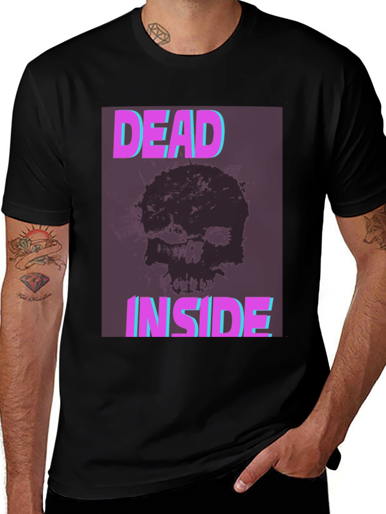 Dead Inside Graphic Tee - Skull Print Black T-Shirt