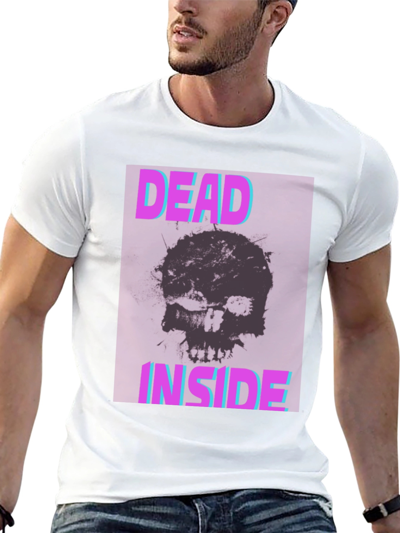 Dead Inside Graphic Tee - Skull Print Black T-Shirt