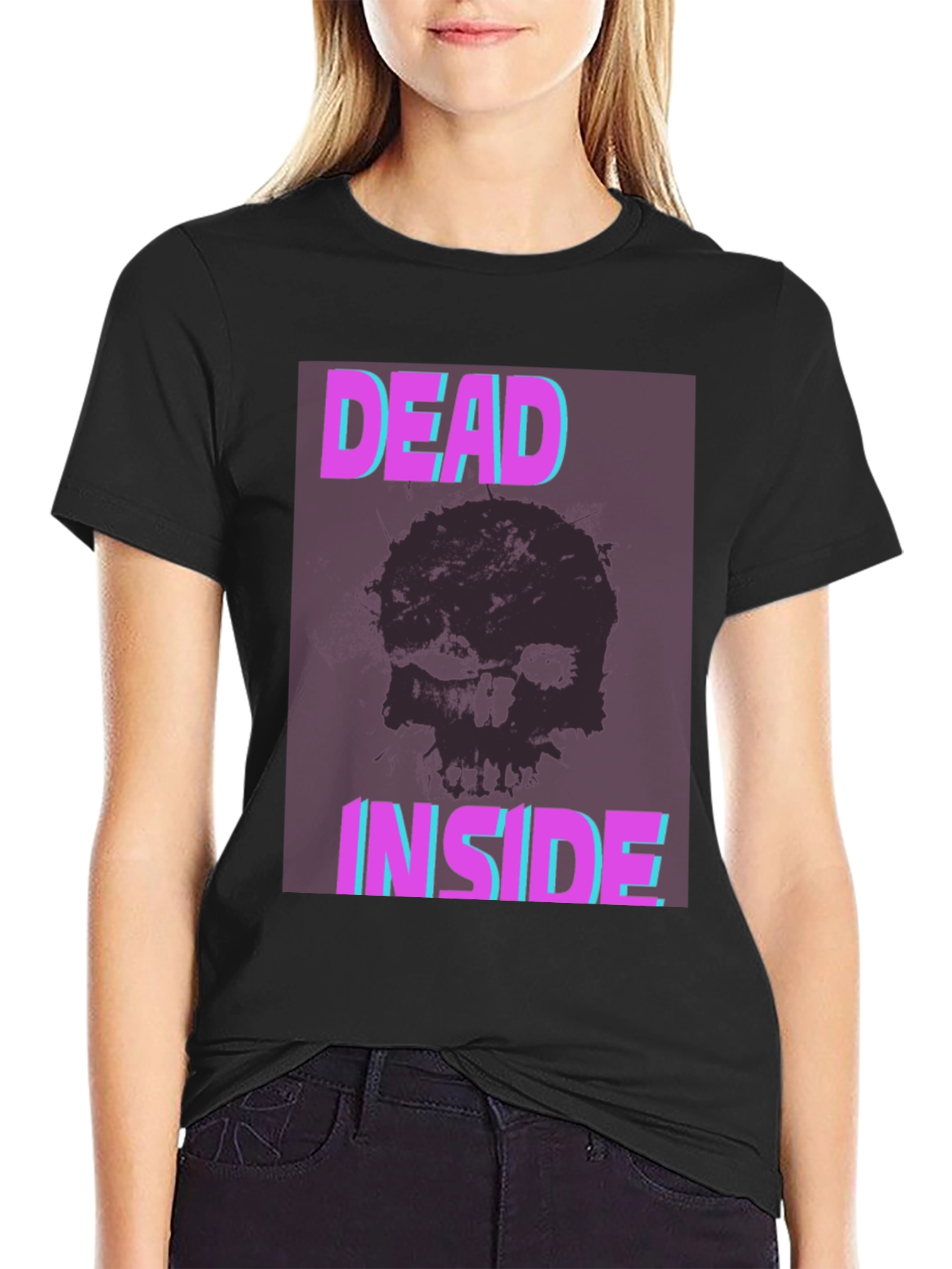 Dead Inside Graphic Tee - Skull Print Black T-Shirt
