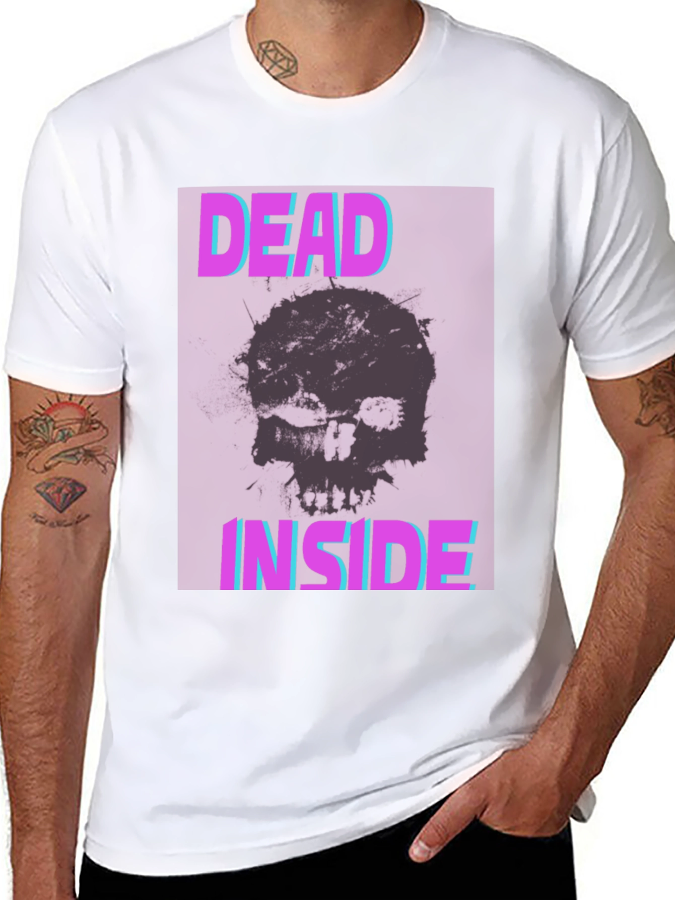 Dead Inside Graphic Tee - Skull Print Black T-Shirt
