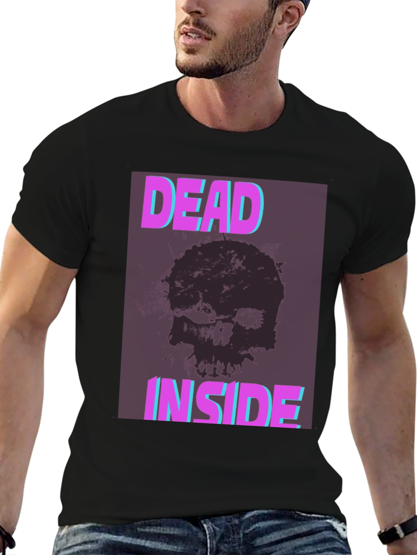 Dead Inside Graphic Tee - Skull Print Black T-Shirt