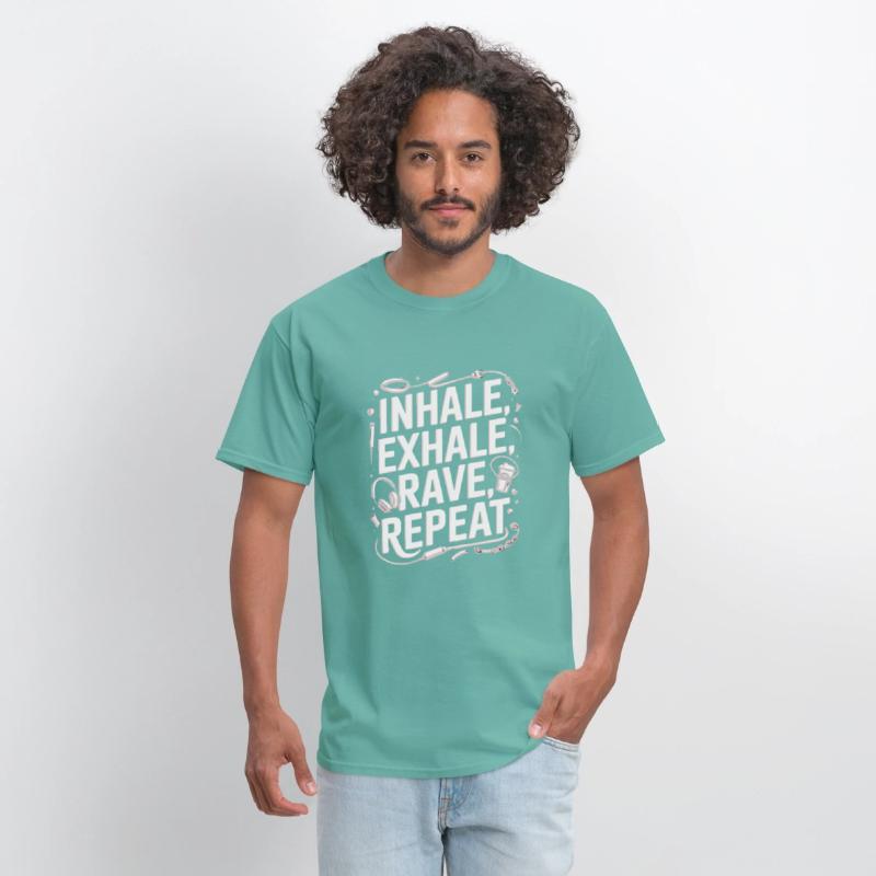 Techno EDM DJ Gift - Inhale Exhale Rave Repeat