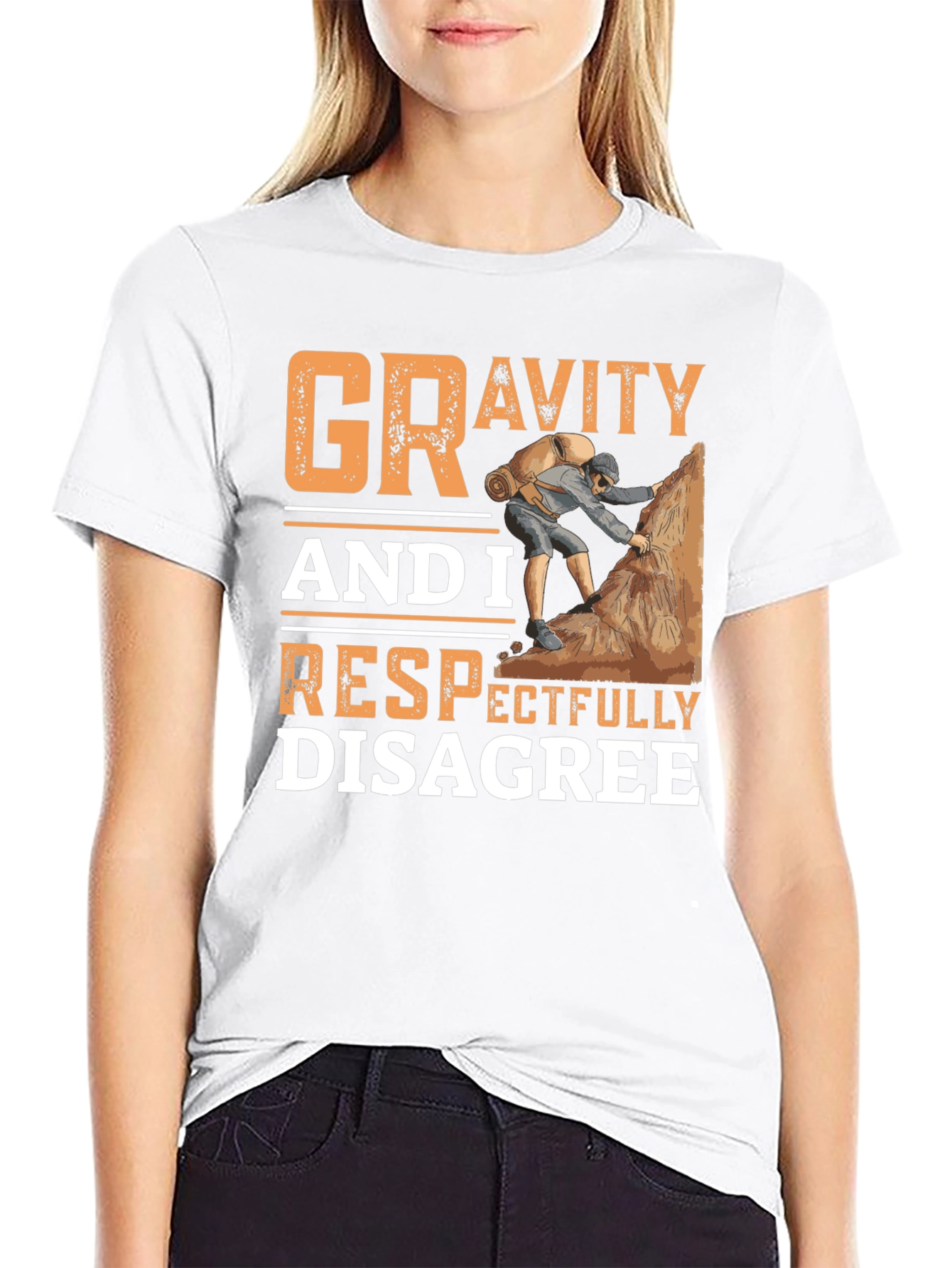 Gravity Respectfully Disagree T-Shirt Climbing Design