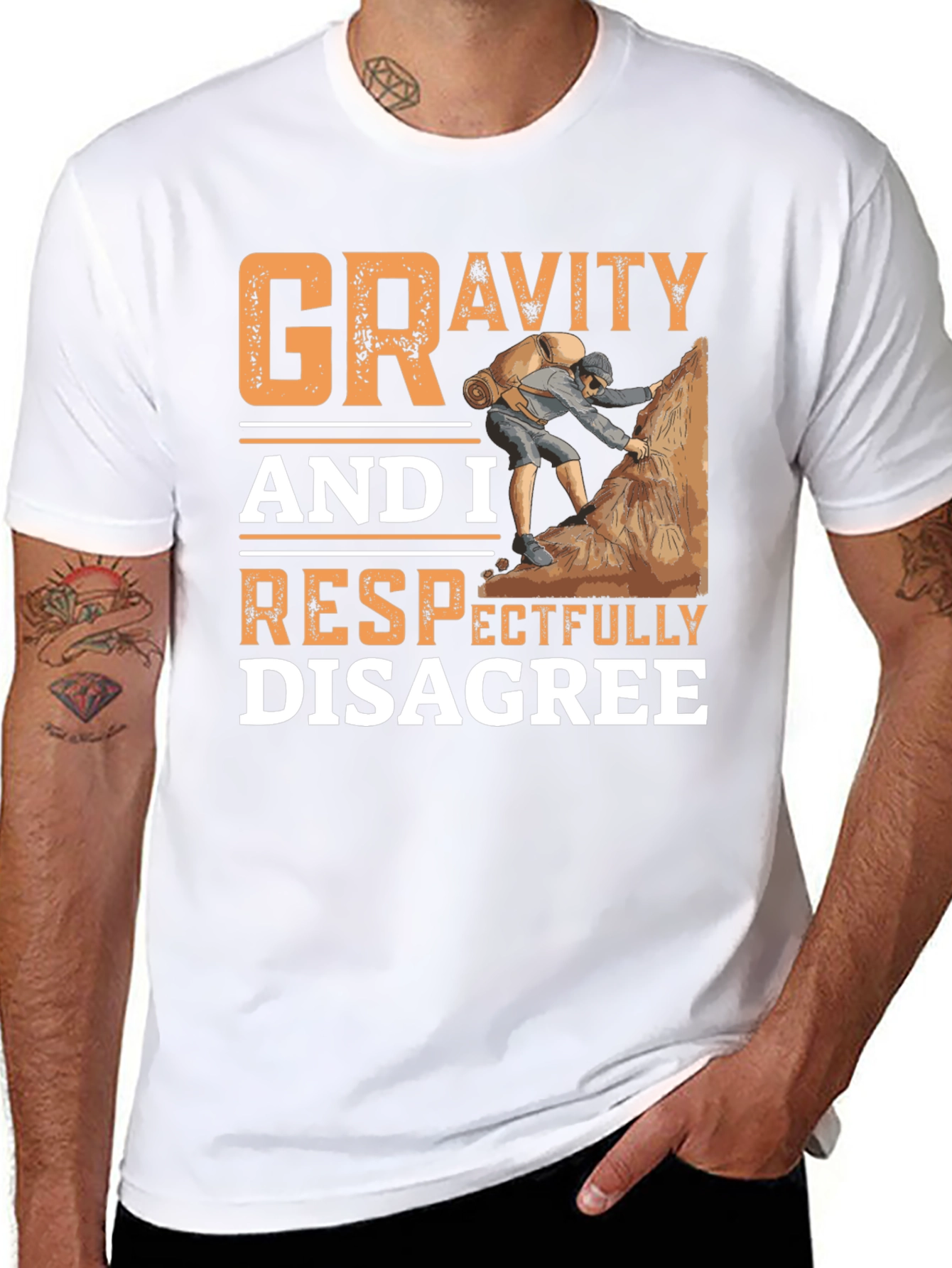 Gravity Respectfully Disagree T-Shirt Climbing Design