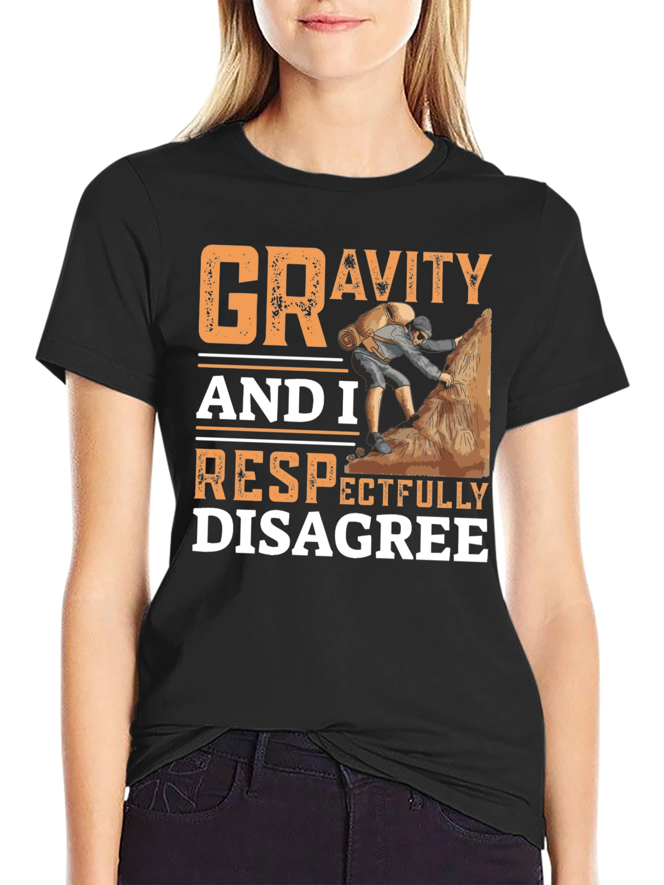 Gravity Respectfully Disagree T-Shirt Climbing Design
