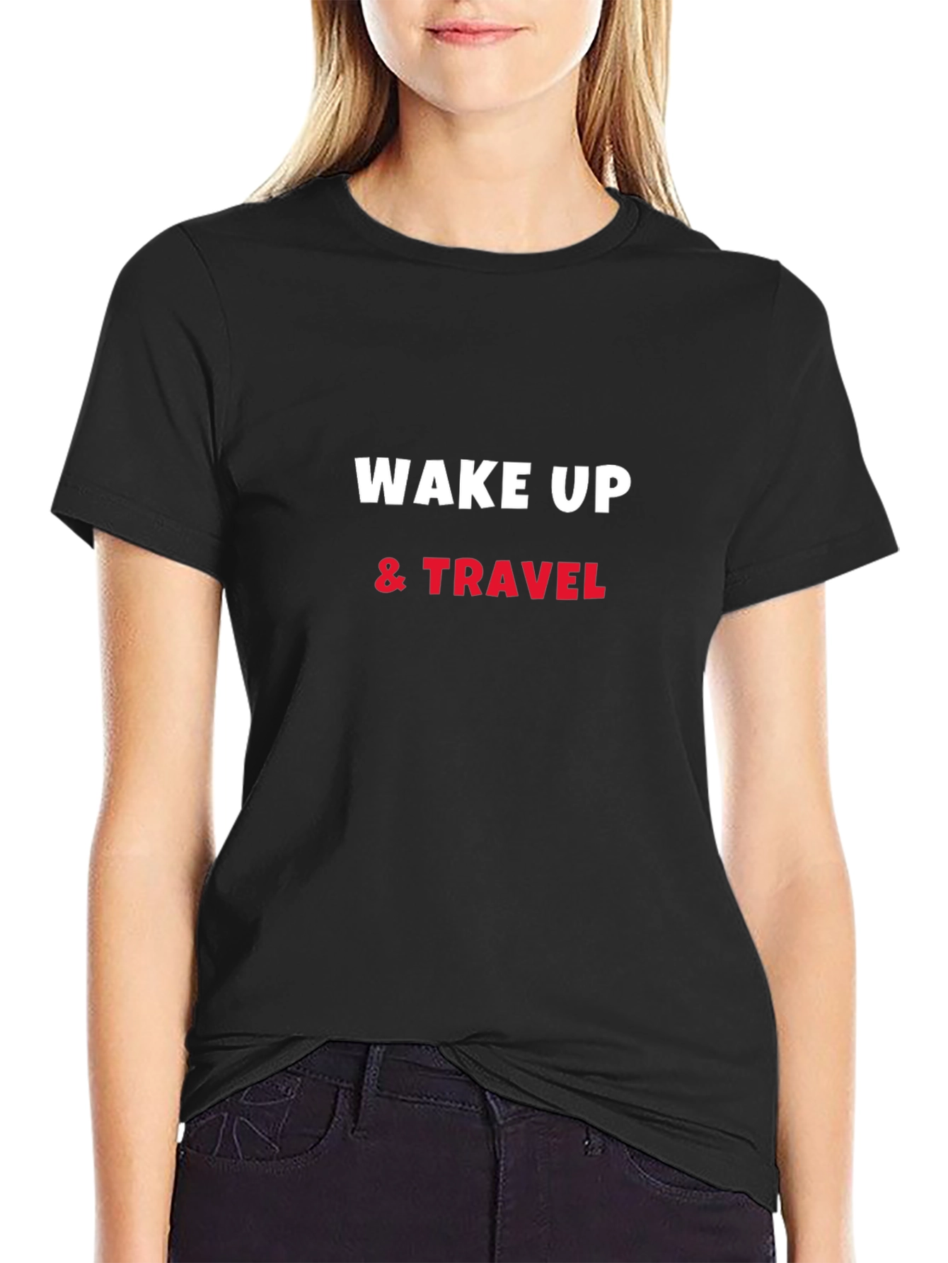 Wake Up & Travel Black Graphic Tee