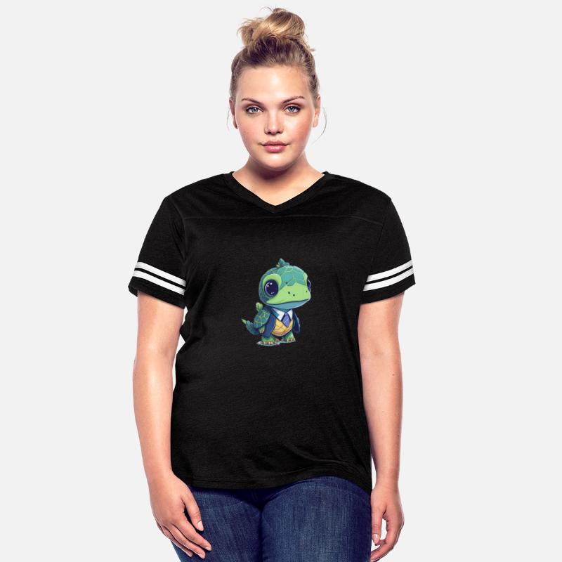 The Baby turtle wears a cool suit.