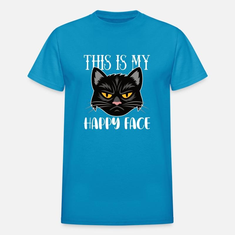 This Is My Happy Face Unimpressed Black Cat In